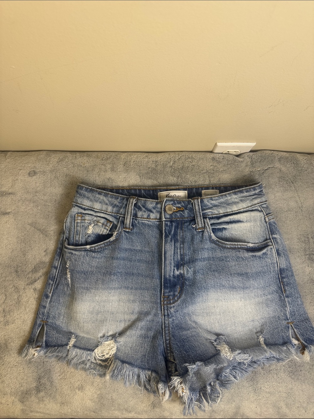 KanCan Ultra High Rise Distressed Denim Shorts - Size 25